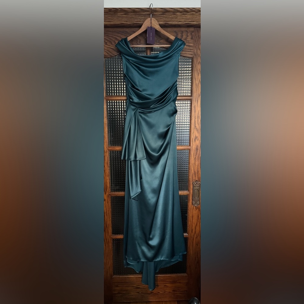 Elegant Green Satin Dress